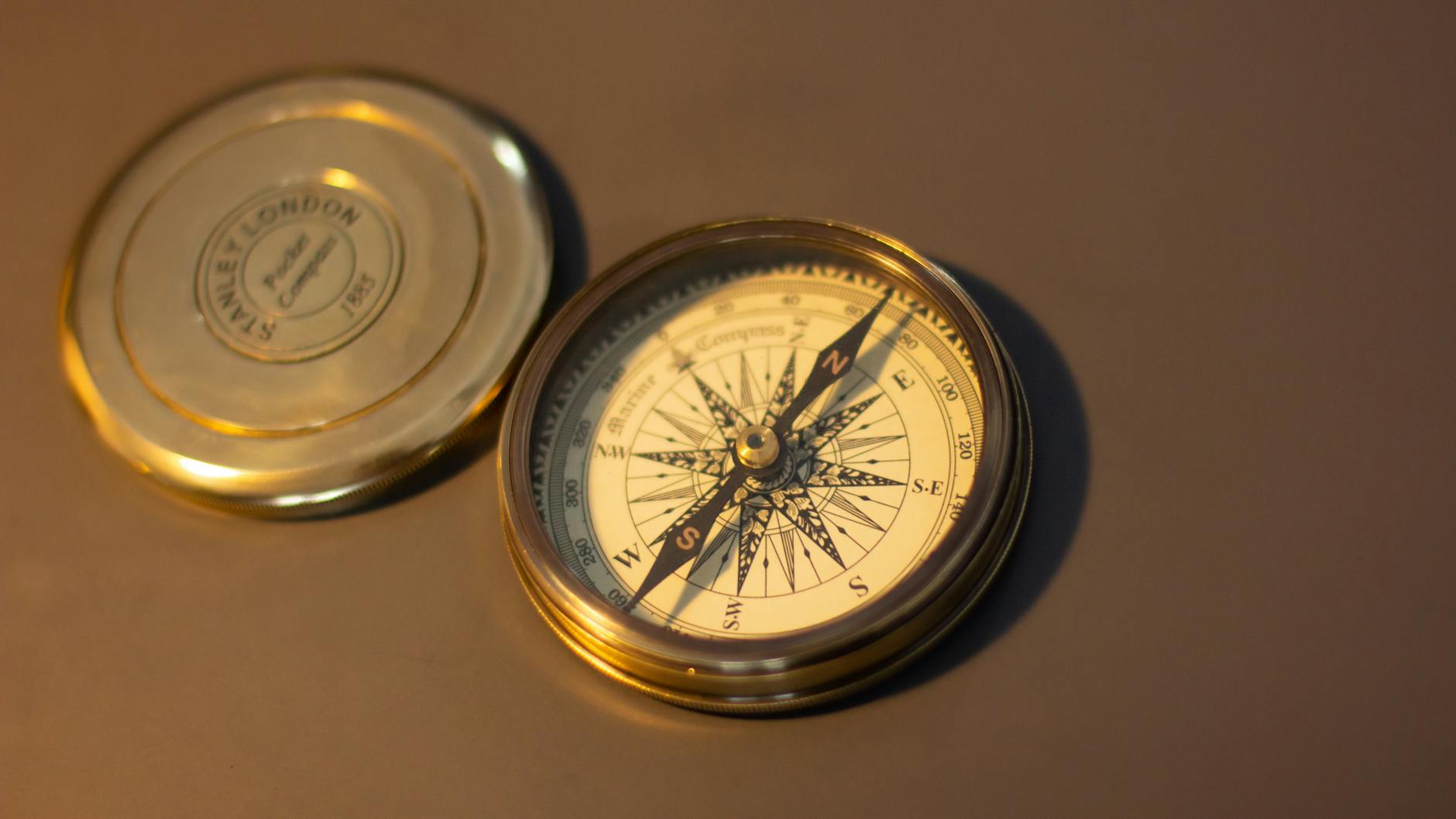 antique compass on a table
